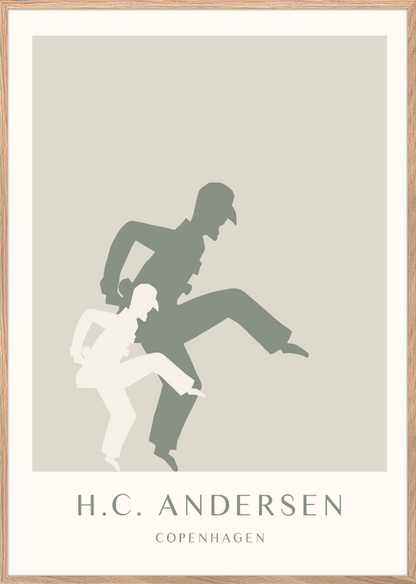 H.C. Andersen papirklip kunst plakat i dansk design med ramme i eg