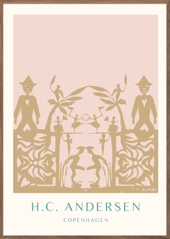 H.C. Andersen eventyrligt papirklip kunst plakat i dansk design og nordisk design med ramme i eg